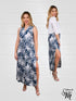 Sheath Silhouette V-Neckline Side Slit Maxi Dress - D052